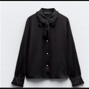 Zara Satin Effect shirt with tie collar
